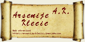 Arsenije Klecić vizit kartica